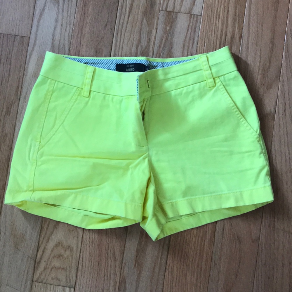 Yellow 4 inch chino shorts